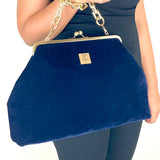 Brown Velvet Frame Handbag