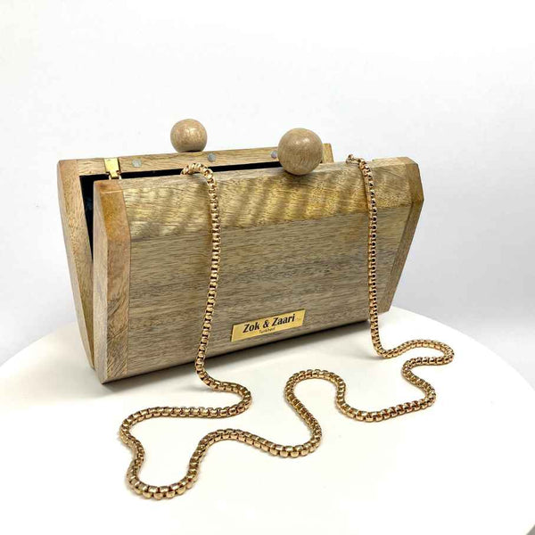 Pentagon Wood Clutch Handbag