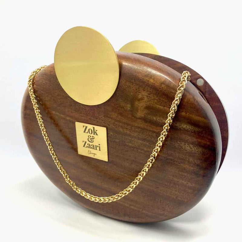 Oval Wooden Handbag