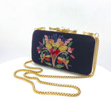 Zok and Zaari Hand Embroidered Clutch Purse Handbag with Gold Chain