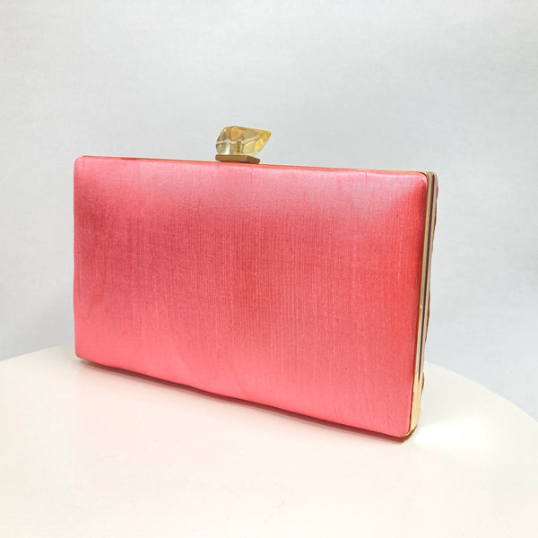 Zok and Zaari Pink Brocade Silk Clutch handbag