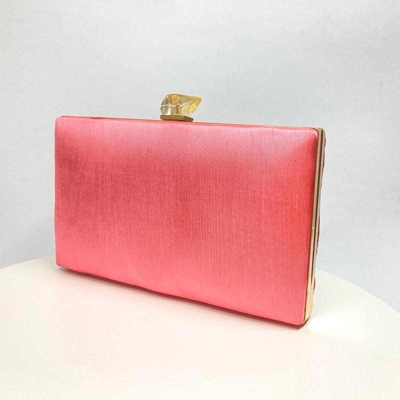 Zok and Zaari Pink Brocade Silk Clutch handbag
