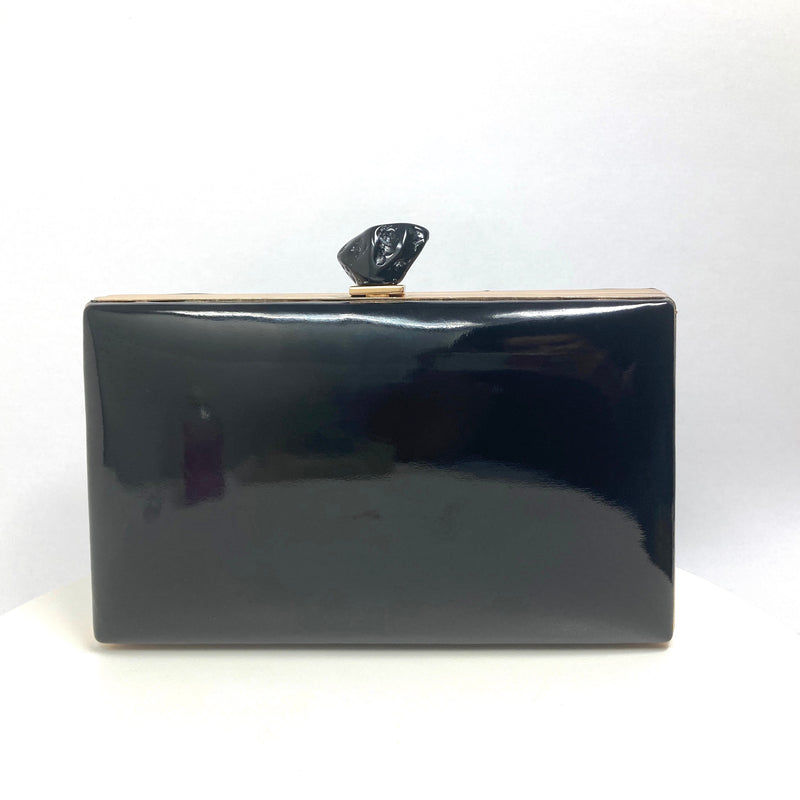 Zok and Zaari Black Faux Leather Clutch handbag