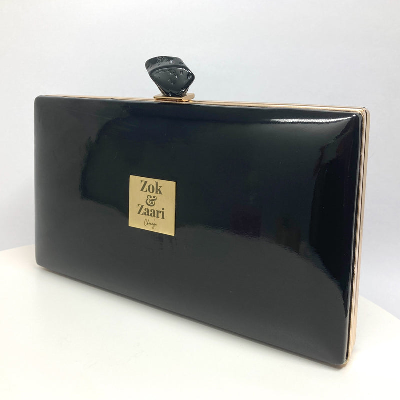 Zok and Zaari Black Faux Leather Clutch handbag