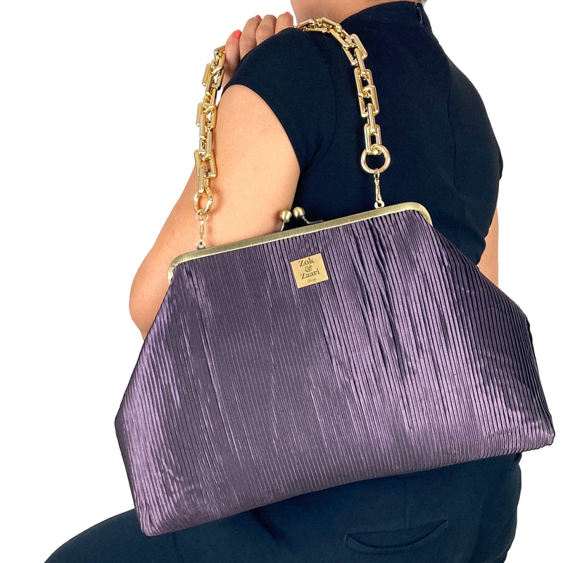 Pleated Biggie Frame Handbag