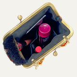 Zok and Zaari Red Brocade Brass Frame handmade wrist handbag