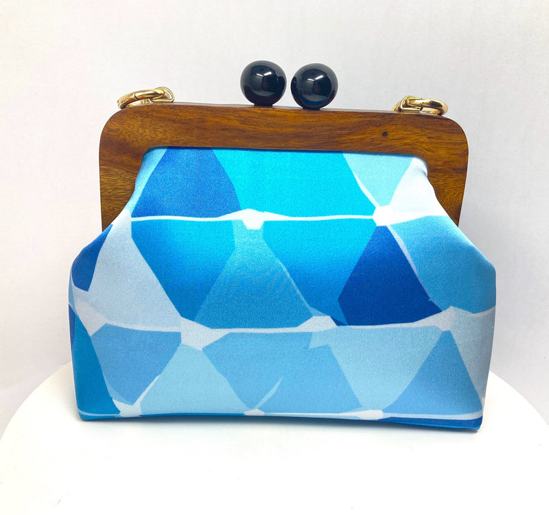 Zok and Zaari Handmade Blue Teakwood Wrist Bag 