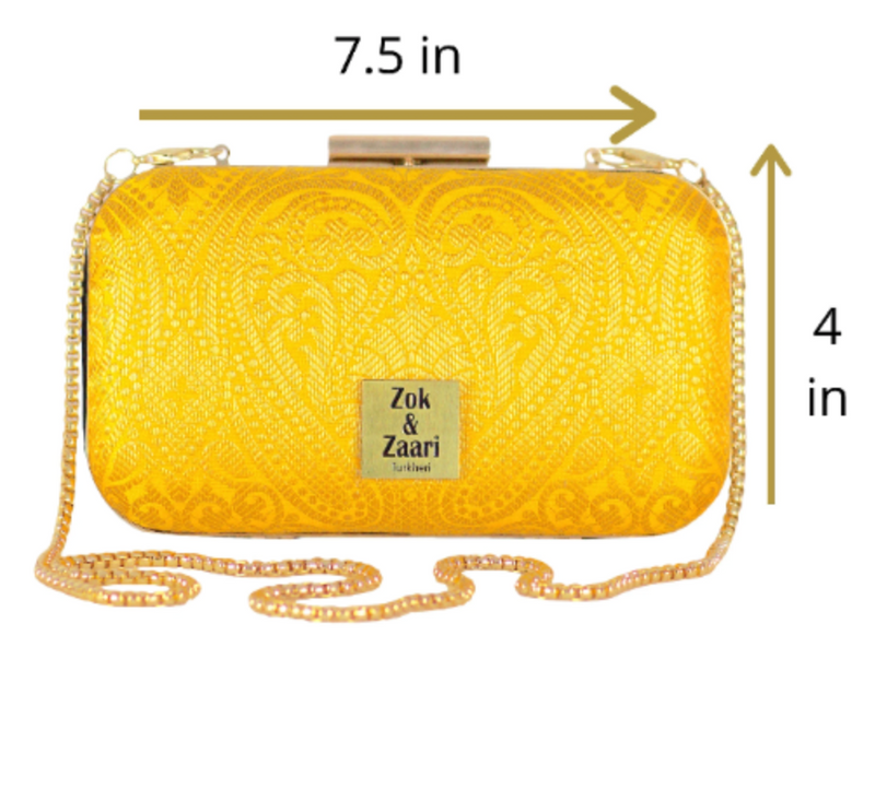 Zok and Zaari Yellow Brocade Clutch Handbag