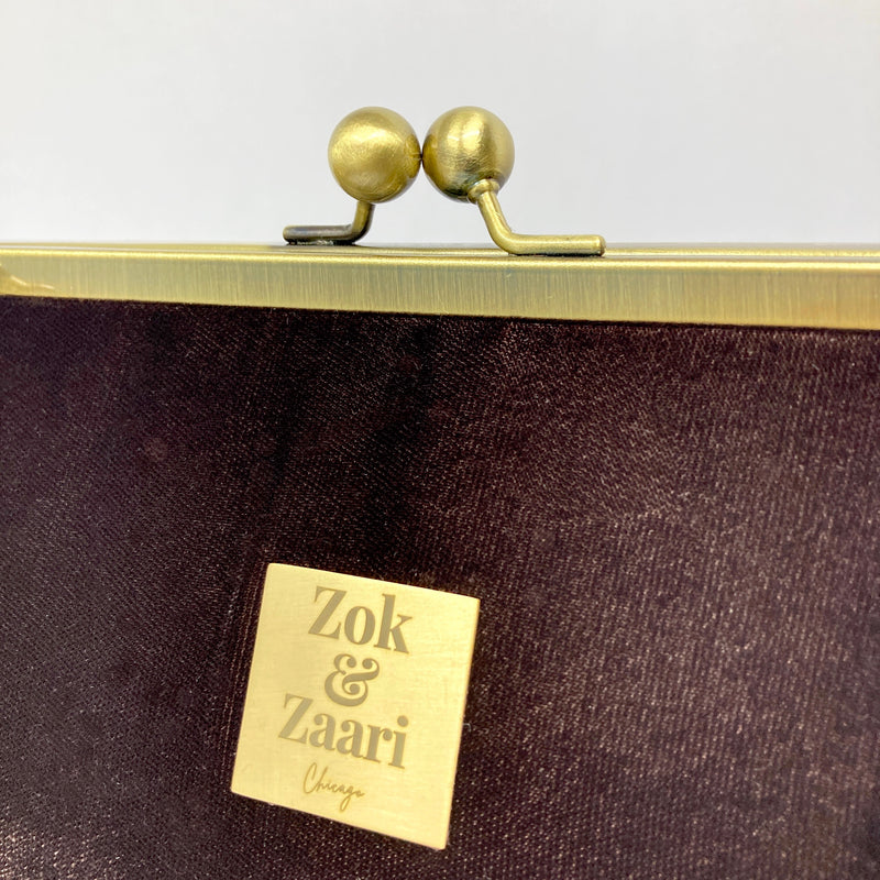 Brown Velvet Frame Handbag