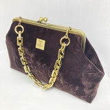 Brown Velvet Frame Handbag