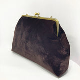 Brown Velvet Frame Handbag