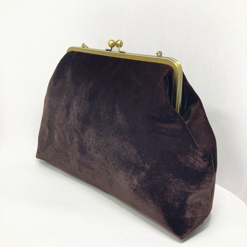 Brown Velvet Frame Handbag