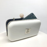 Zok and Zaari White Faux Leather Clutch Handbag