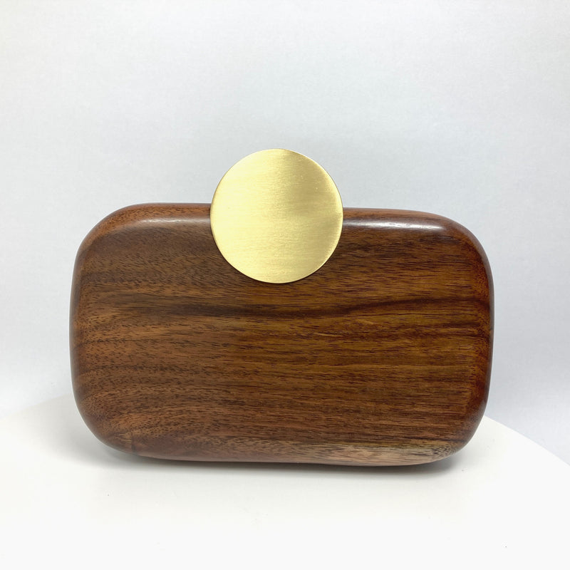 Round Edge Wooden Clutch Handbag