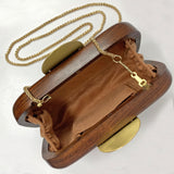 Round Edge Wooden Clutch Handbag