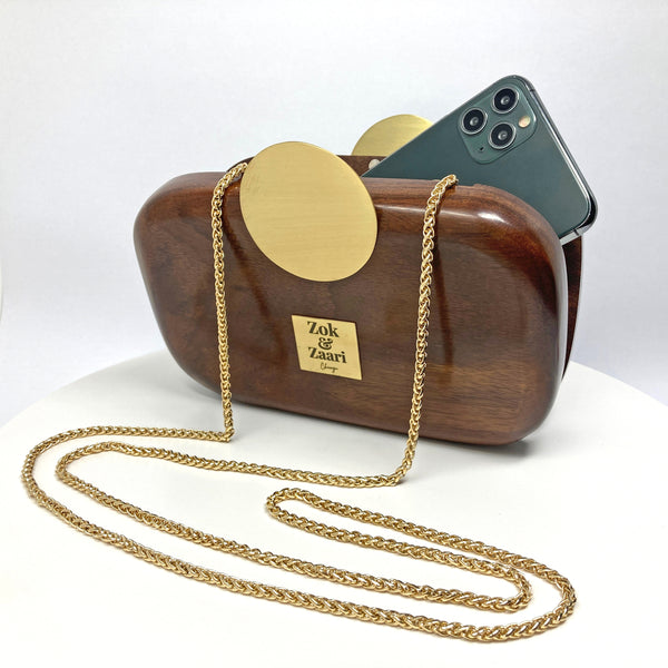 Round Edge Wooden Clutch Handbag