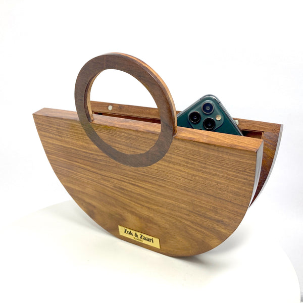 O Basket Wood Clutch Handbag