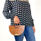 O Basket Wood Clutch Handbag