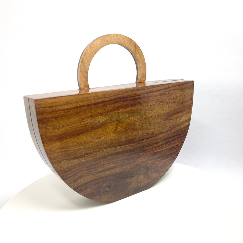O Basket Wood Clutch Handbag