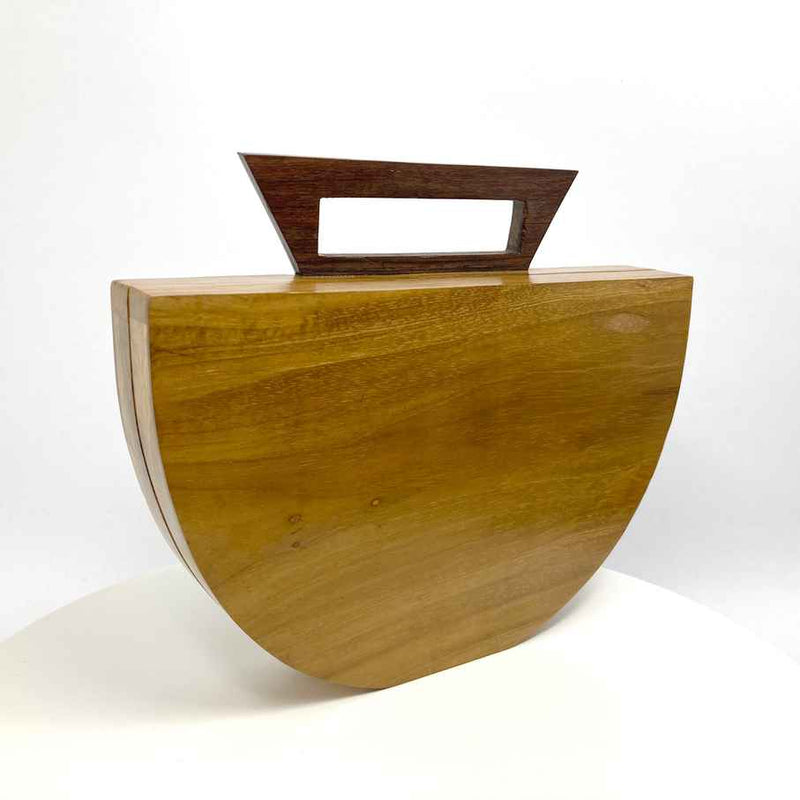 Tri Basket Wood Clutch Handbag