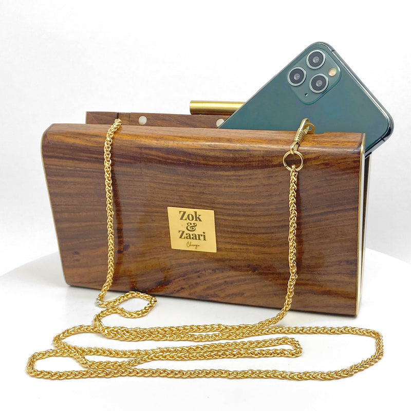 Zok and Zaari Wooden Clutch handbag