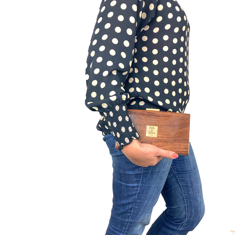 Zok and Zaari Wooden Clutch handbag