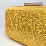 Zok and Zaari Yellow Brocade Clutch Handbag