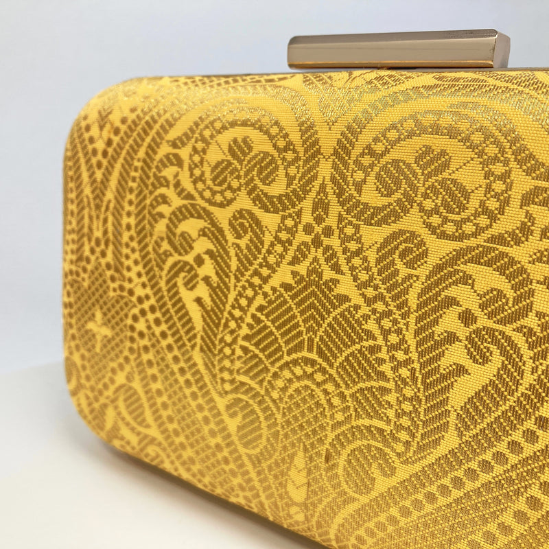 Zok and Zaari Yellow Brocade Clutch Handbag