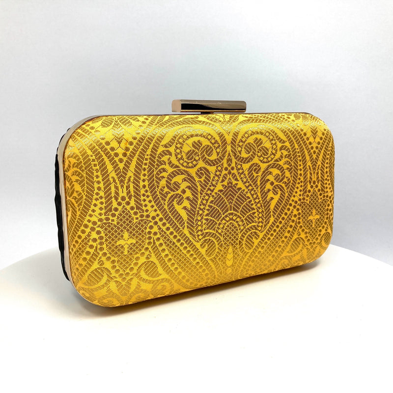Zok and Zaari Yellow Brocade Clutch Handbag